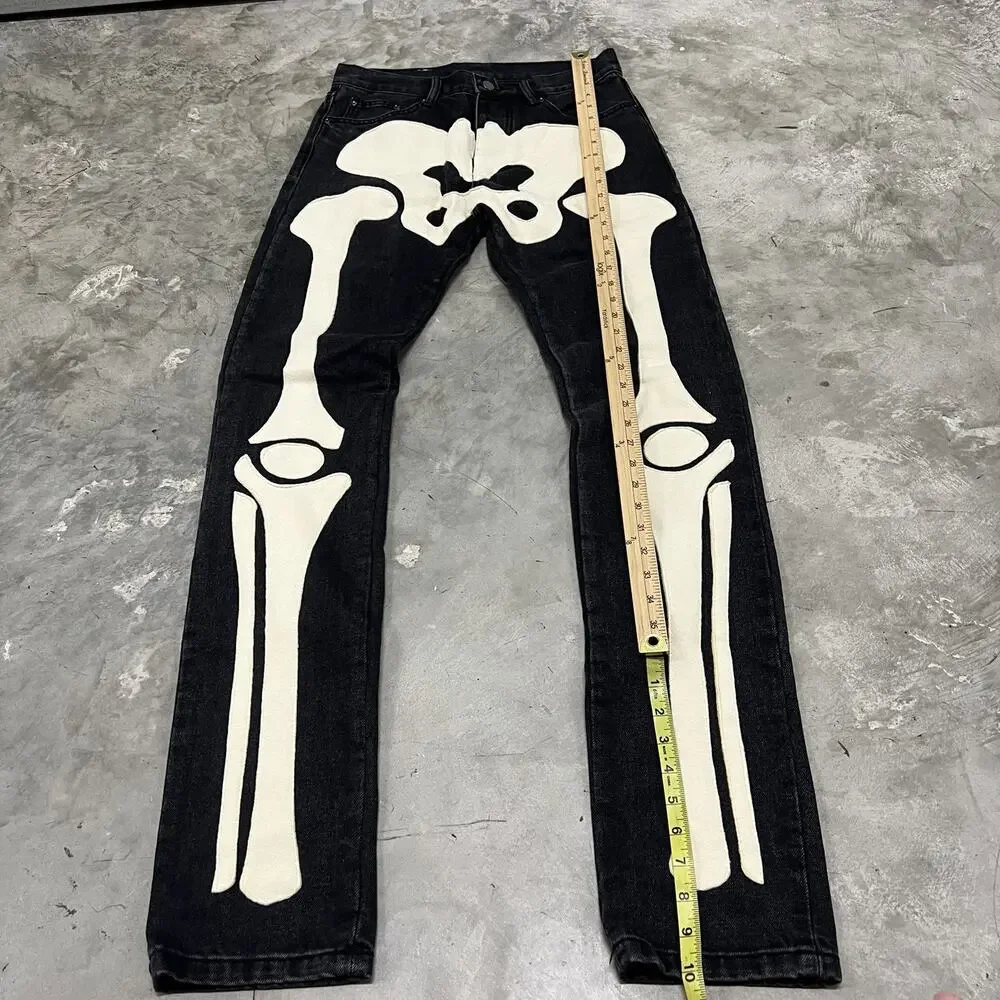 MNML Skeleton Bones Men's Or Women’s Denim Jeans Size 29x35